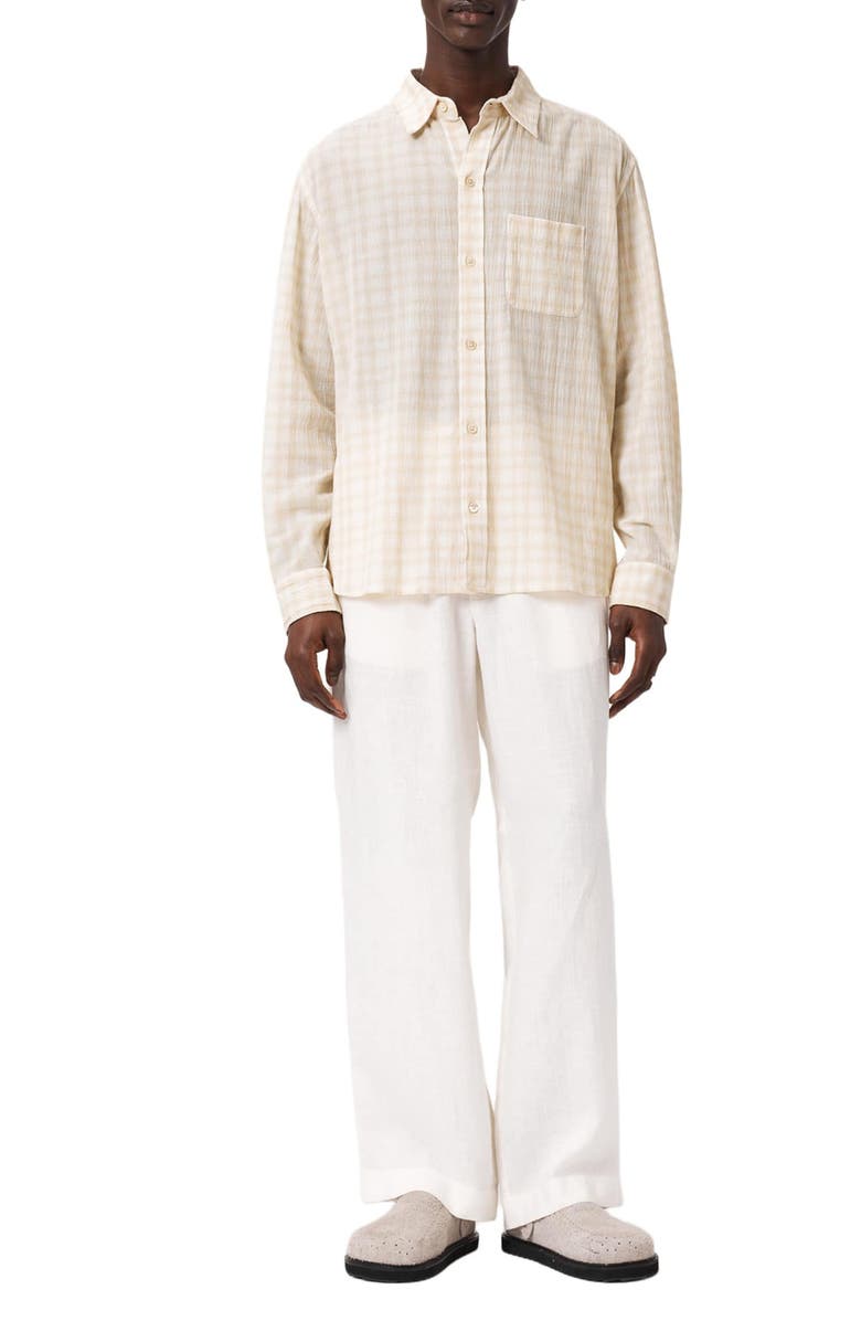 AllSaints Toya Check Cotton Button-Up Shirt, Alternate, color, Sandstone Brown