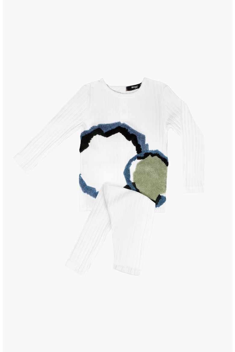 Geometric Circle Loungewear Set, Main, color, White / Multi