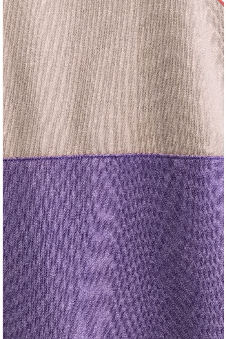 Collegiate Overlap Cotton Hoodie, Alternate, color, TAN/PURPLE