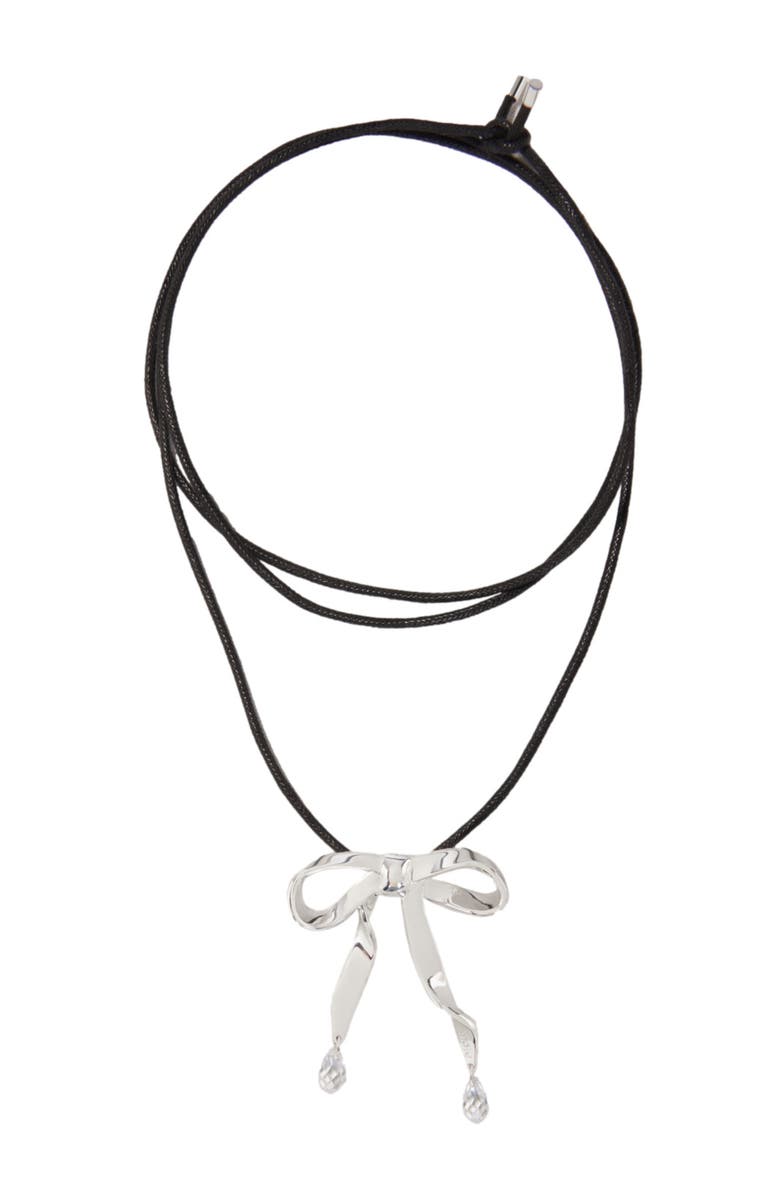 maje Silver bow necklace, Main, color, 