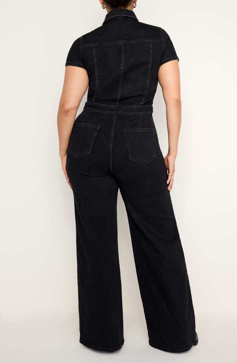 Good American Fit For Success Denim Jumpsuit, Alternate, color, Black367