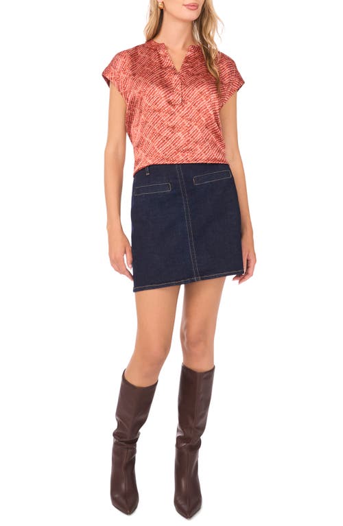Vince Camuto Geo Print Satin Top In Pink