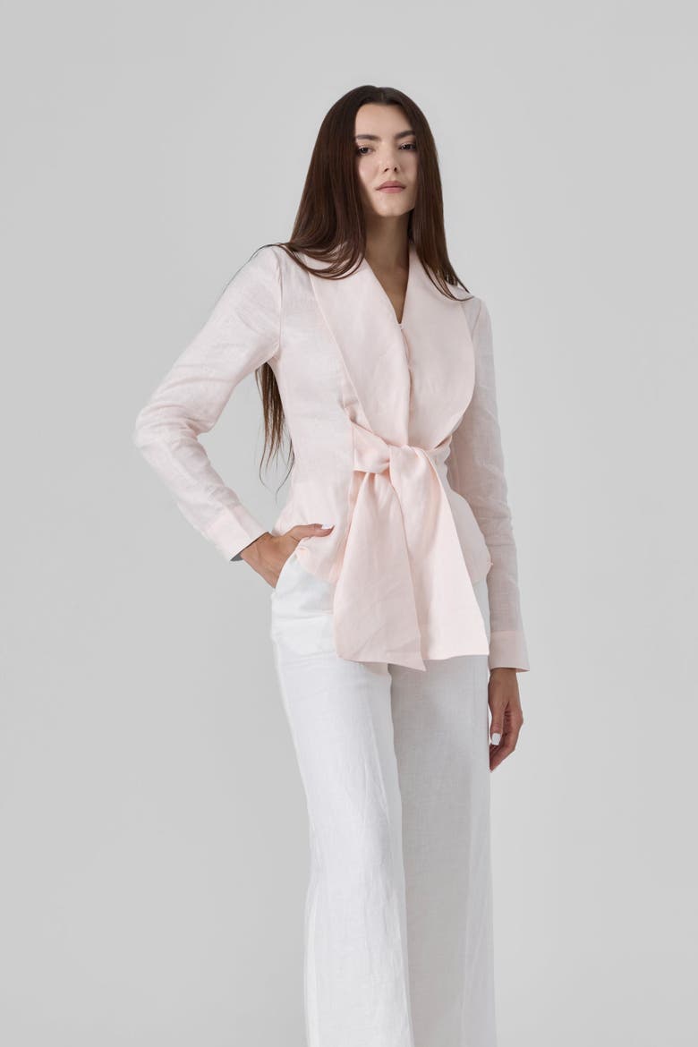Linen Waist Tie Shirt, Alternate, color, Light Pink
