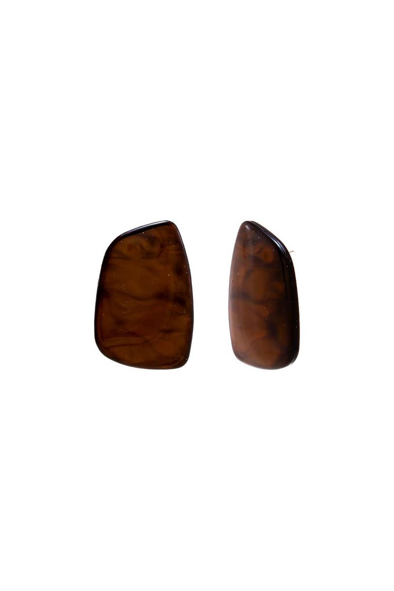 Chocolate Brown Natural Shape Stud Earring, Main, color, Brown