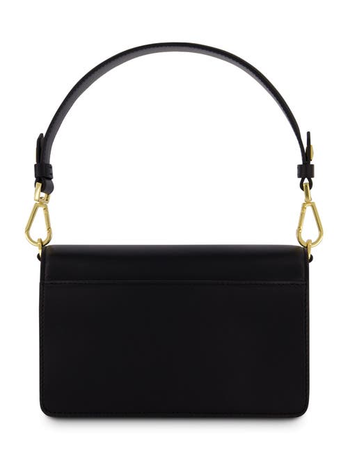 Mac Duggal Classic Leather Gold Plated Hardware Shoulder Bag In Black