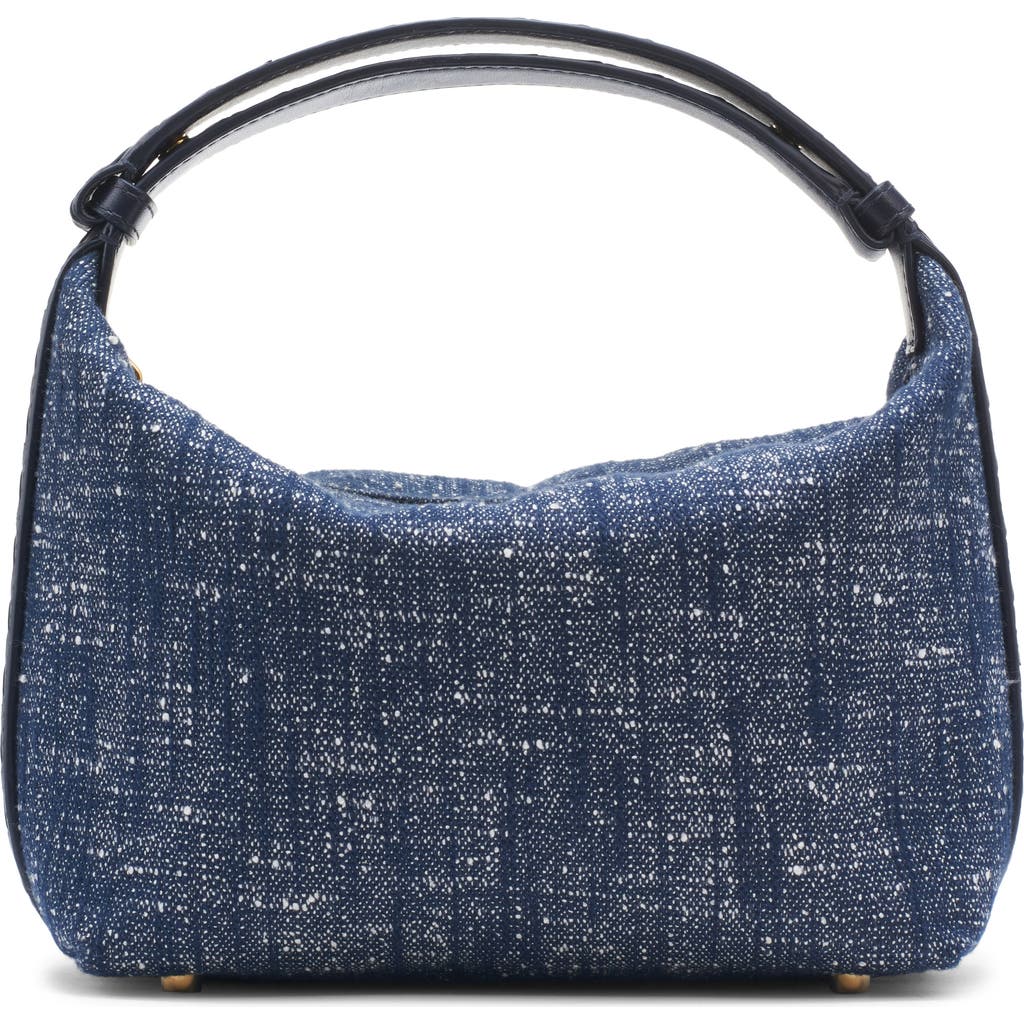BOTTEGA VENETA BOTTEGA VENETA MINI WALLACE DENIM BOUCLÉ SHOULDER BAG