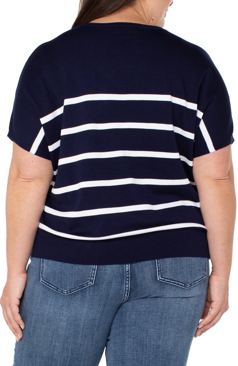 Liverpool Los Angeles Dolman Sleeve Sweater, Alternate, color, Navy White Stripe