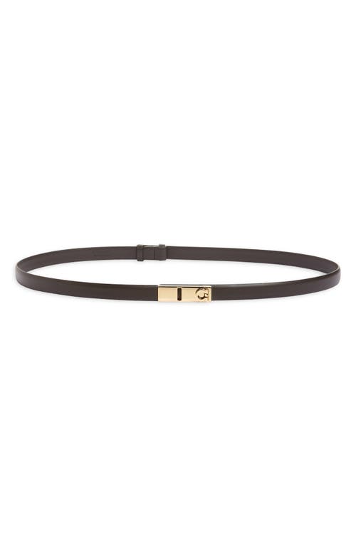 Ferragamo Hug Gancio Expandable Leather Belt In Brown