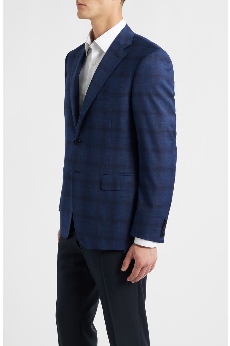 Siena Regular Fit Navy Ombré Check Super 130s Wool Sport Coat, Alternate, color, NAVY
