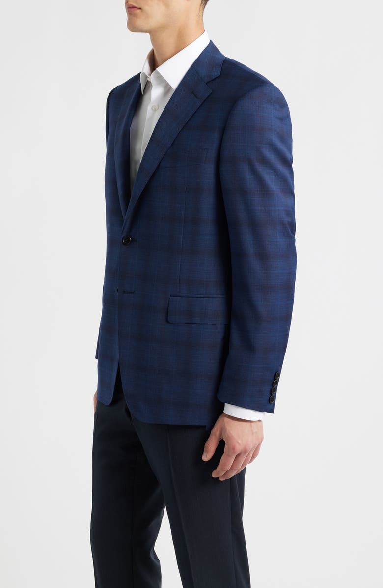 Canali Siena Regular Fit Navy Ombré Check Super 130s Wool Sport Coat, Alternate, color, Navy