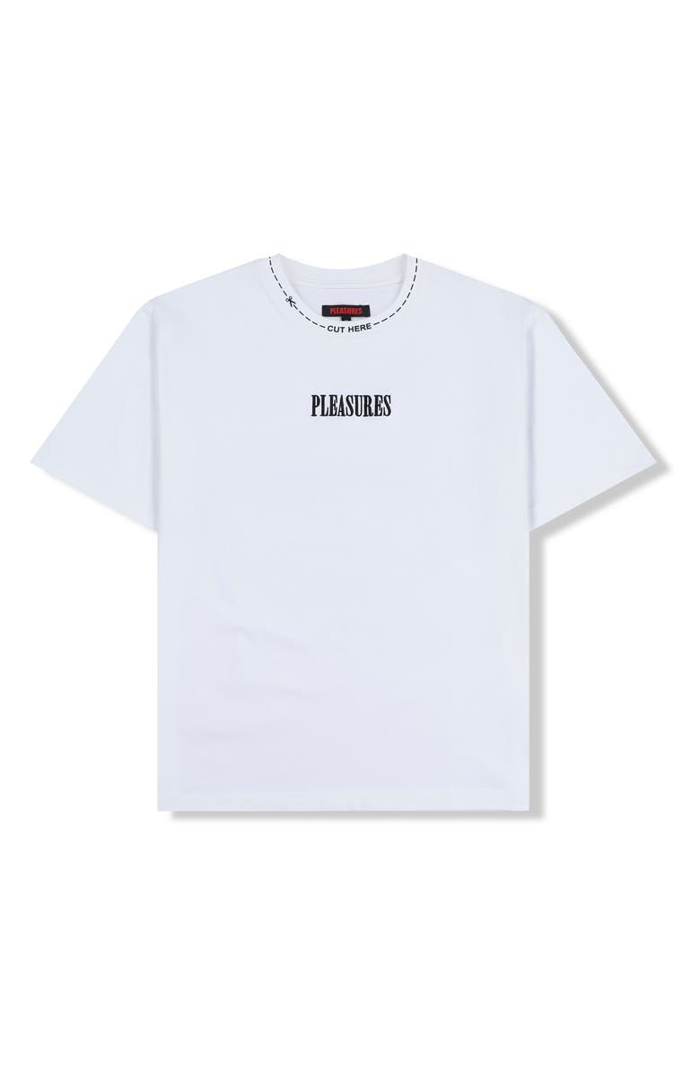 PLEASURES Cut Here Graphic T-Shirt, Alternate, color, White