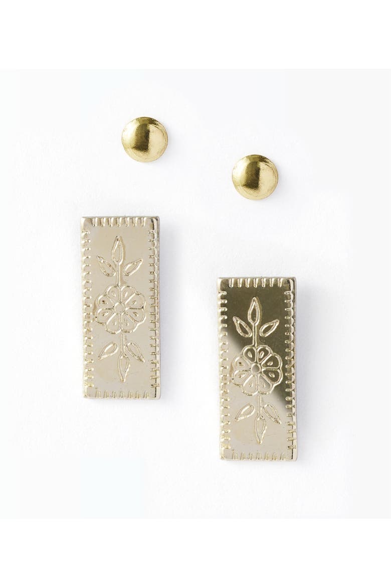 Haveli Etched Earring Set, Set of 2, Main, color, Gold