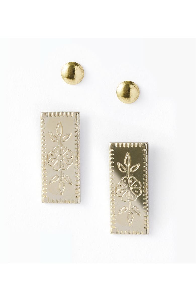 Matr Boomie Haveli Etched Earring Set, Set of 2, Main, color, Gold