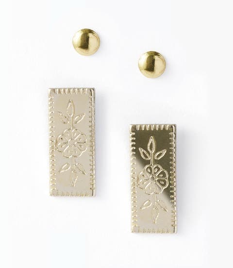 Haveli Etched Earring Set, Set of 2