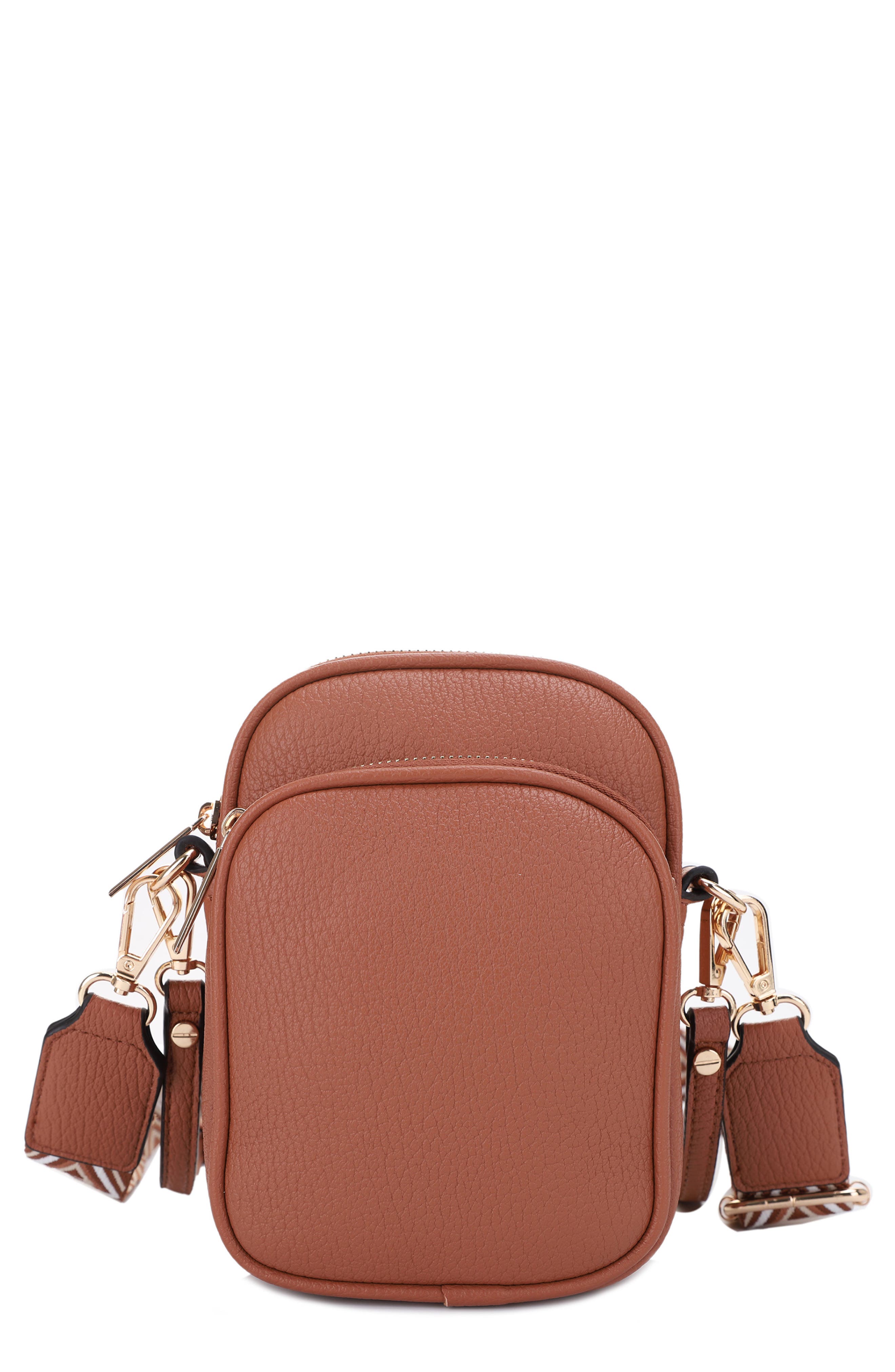 Mali + Lili Josephine Vegan Leather Crossbody Bag in Tan/Tri 