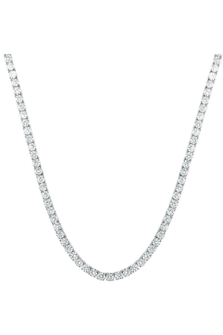 Round Cut Tennis Necklace, Main, color, Silver