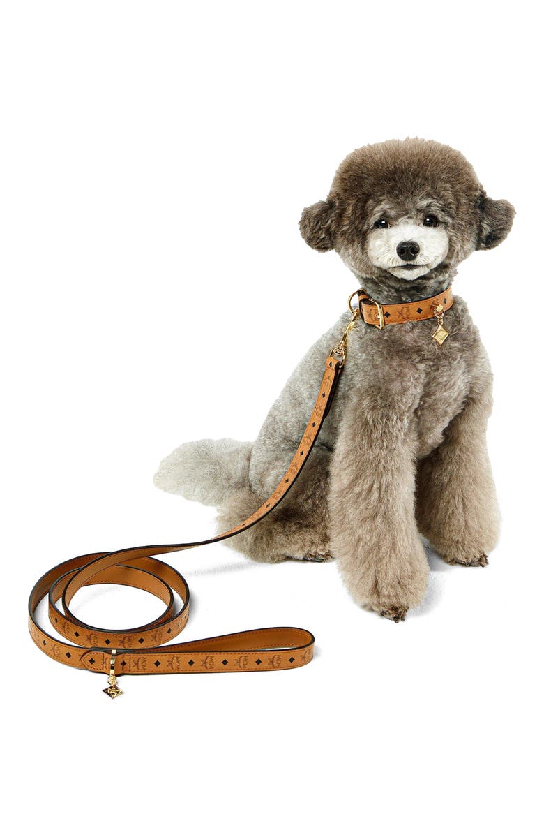 MCM Pet Leash in Monogram Print Leather, Alternate, color, 