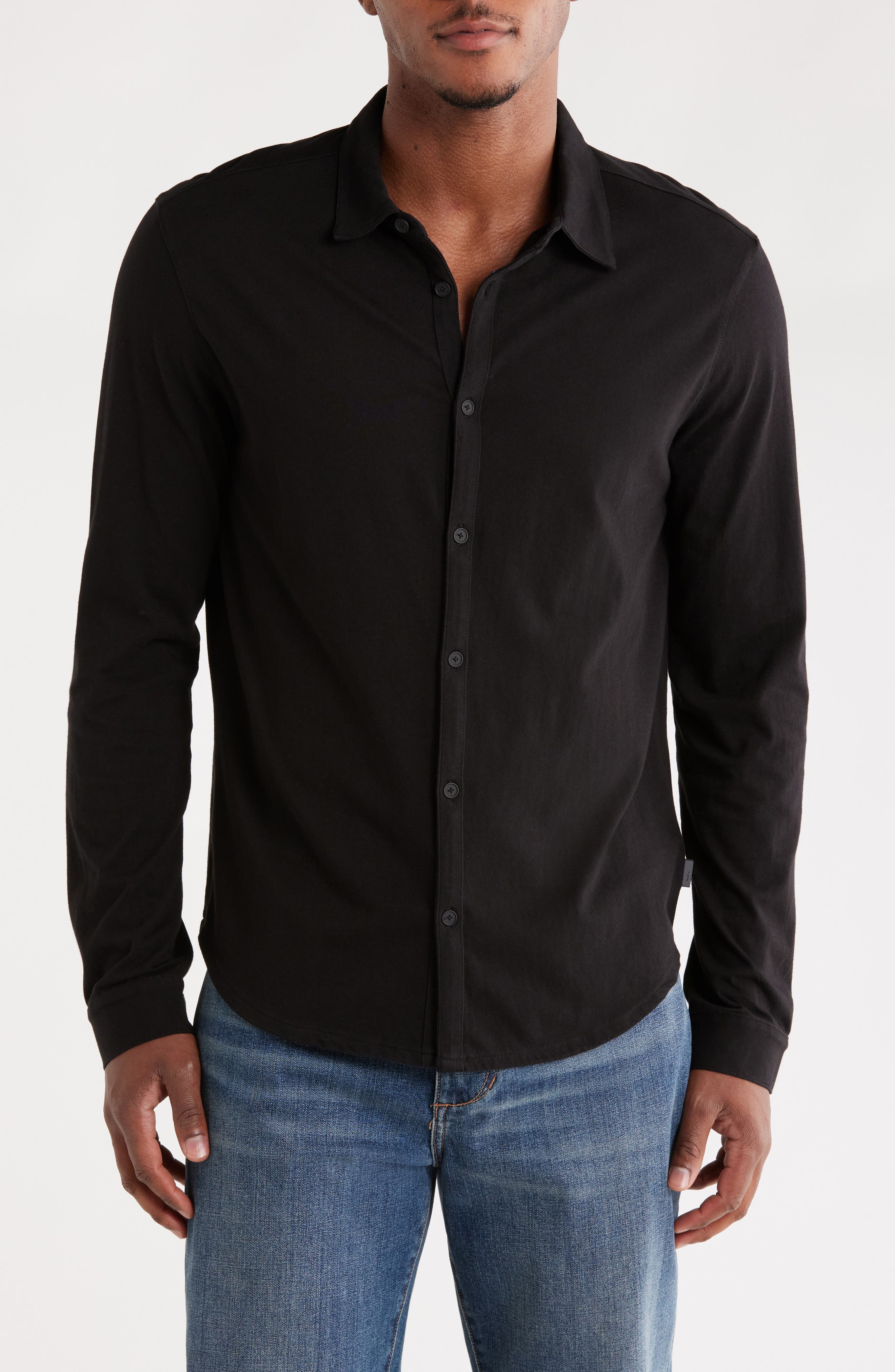 John Varvatos Clark Organic Cotton Jersey Button-Up Shirt