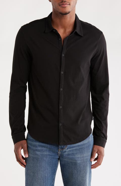 Clark Organic Cotton Jersey Button-Up Shirt
