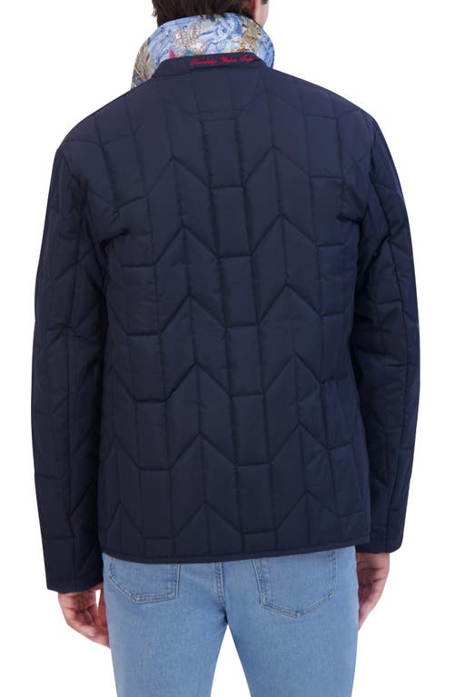 Shop Robert Graham Water Repellent Quilted Chore Coat In Navy