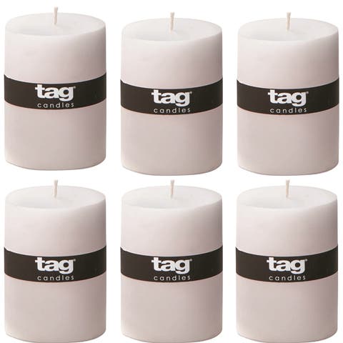 Chapel White Pillar Paraffin Wax Candle Set of 6 Unscented