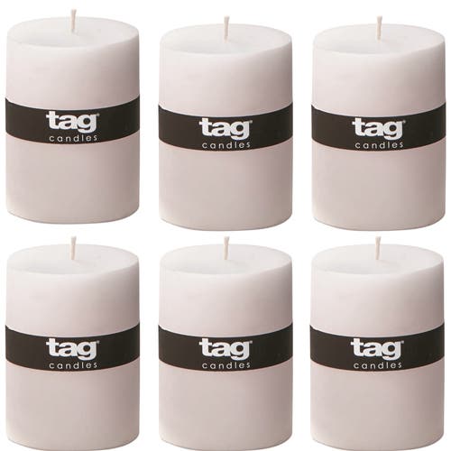 Tag Chapel White Pillar Paraffin Wax Candle Set Of 6 Unscented In White