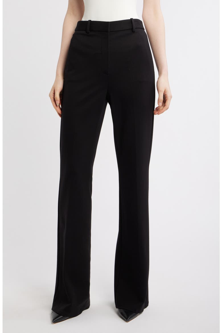 Demetria High Waist Flare Leg Pants, Main, color, BLACK