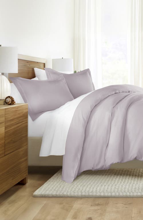 Homespun Vintage Washed Cotton Duvet Cover & Sham Set In Purple