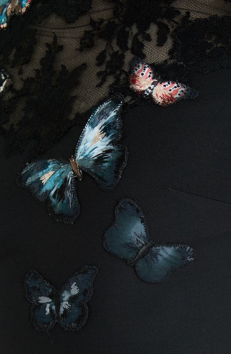 Valentino Butterfly Embroidered Lace Panel Midi Dress, Alternate, color,