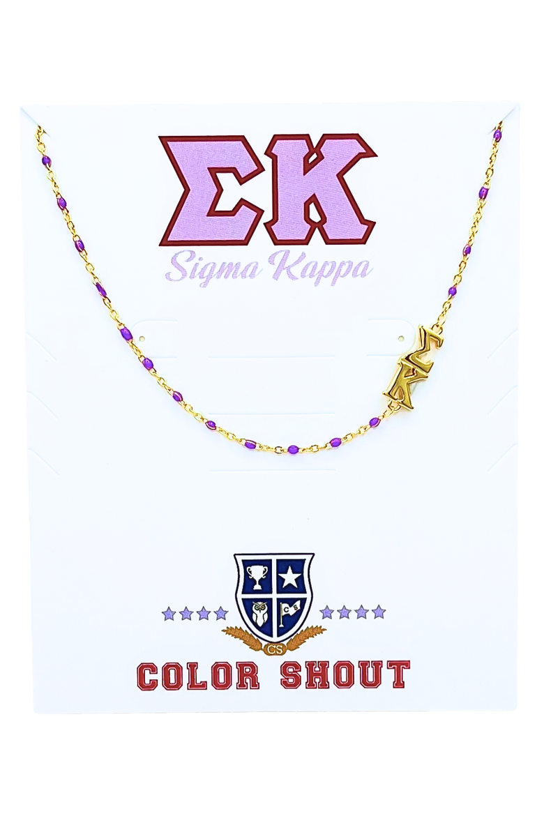 Sigma Kappa Greek Letter Side Set Necklace, Main, color, Yellow Gold