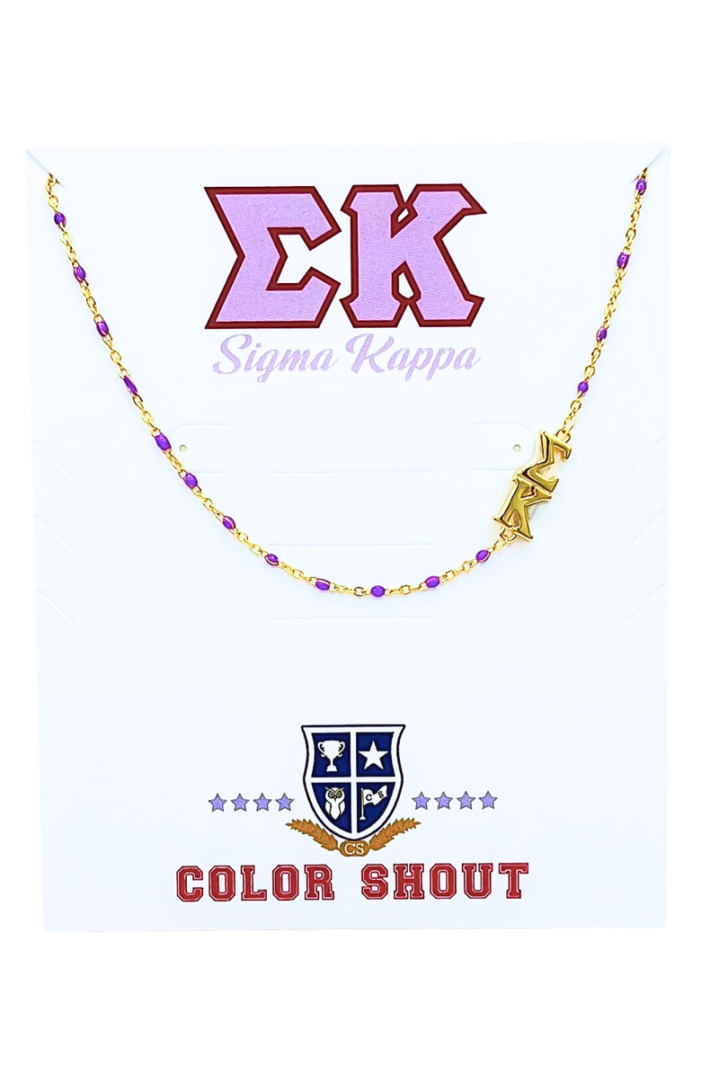 Color Shout Sigma Kappa Greek Letter Side Set Necklace, Main, color, Yellow Gold