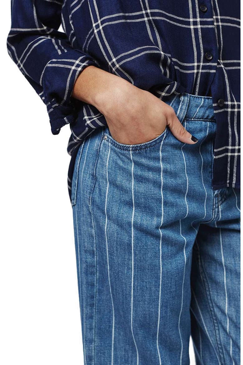 Stripe High Rise Boyfriend Jeans, Alternate, color, BLUE MULTI