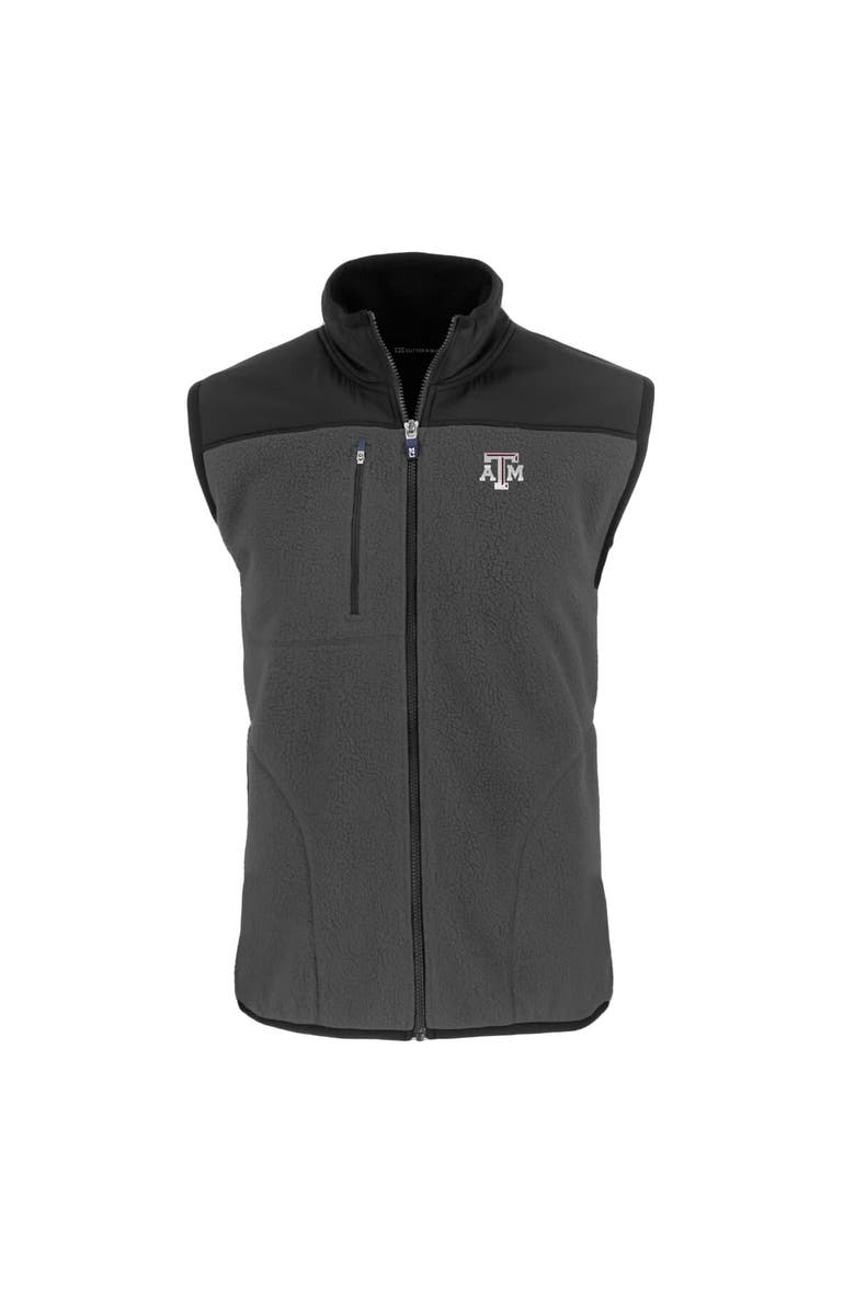 Cutter & Buck Men's Cutter & Buck Gray Texas A&M Aggies Cascade Eco Sherpa Fleece Full-Zip Vest, Alternate, color,