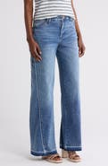 Democracy Wide Leg Paneled Raw Hem Jeans