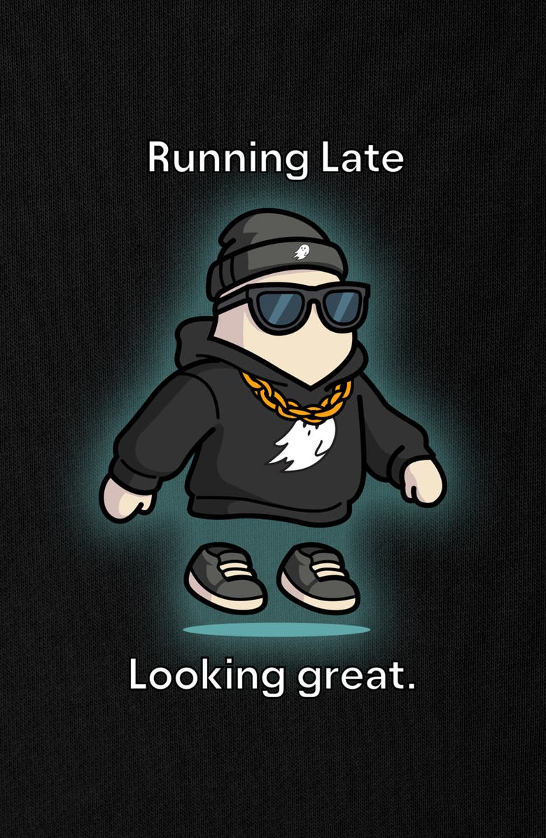 Dalix Mens Running Late Ghost Midweight Hoodie, Alternate, color, Black