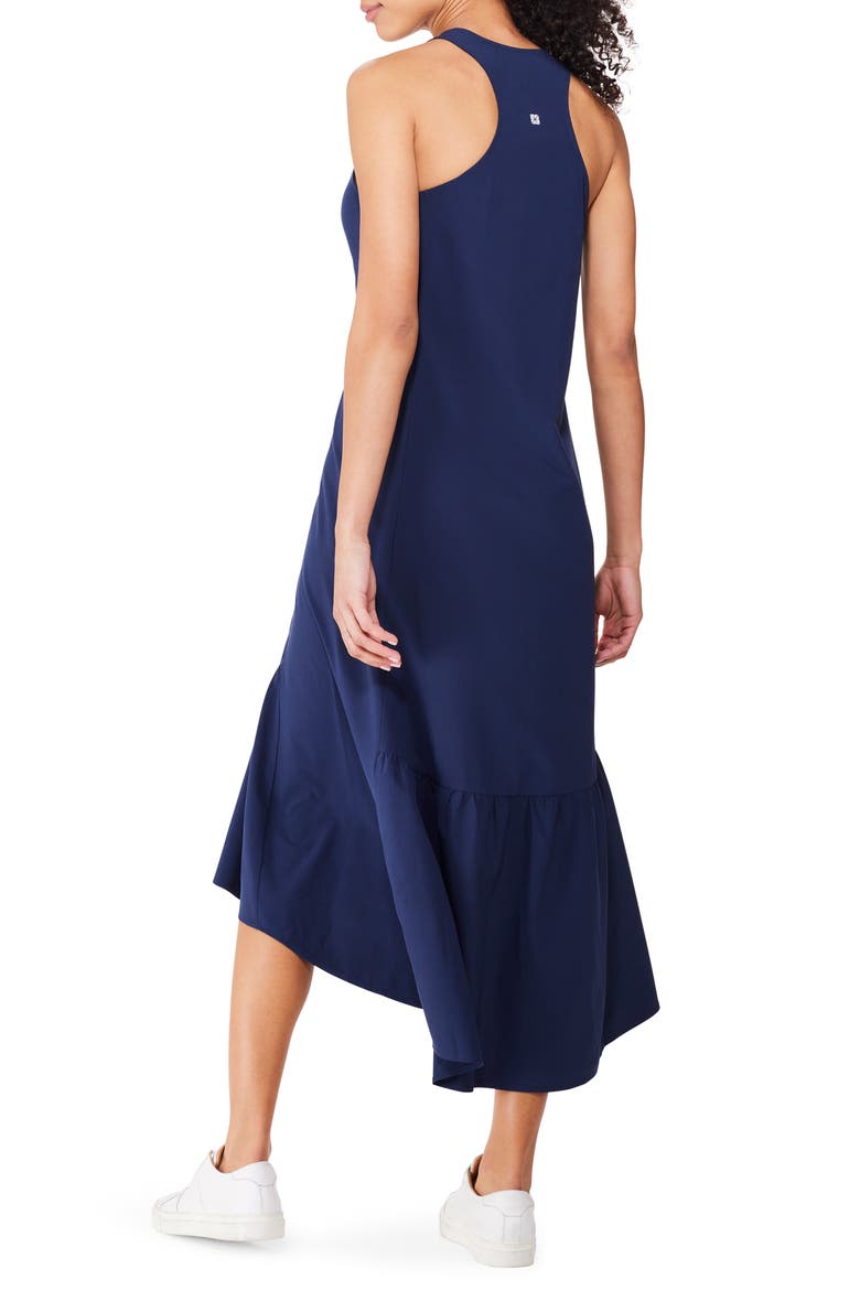 Tech Stretch High-Low Maxi Dress, Alternate, color, INK