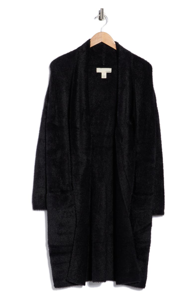 BY DESIGN Mina Open Front Eyelash Cardigan, Alternate, color, Black