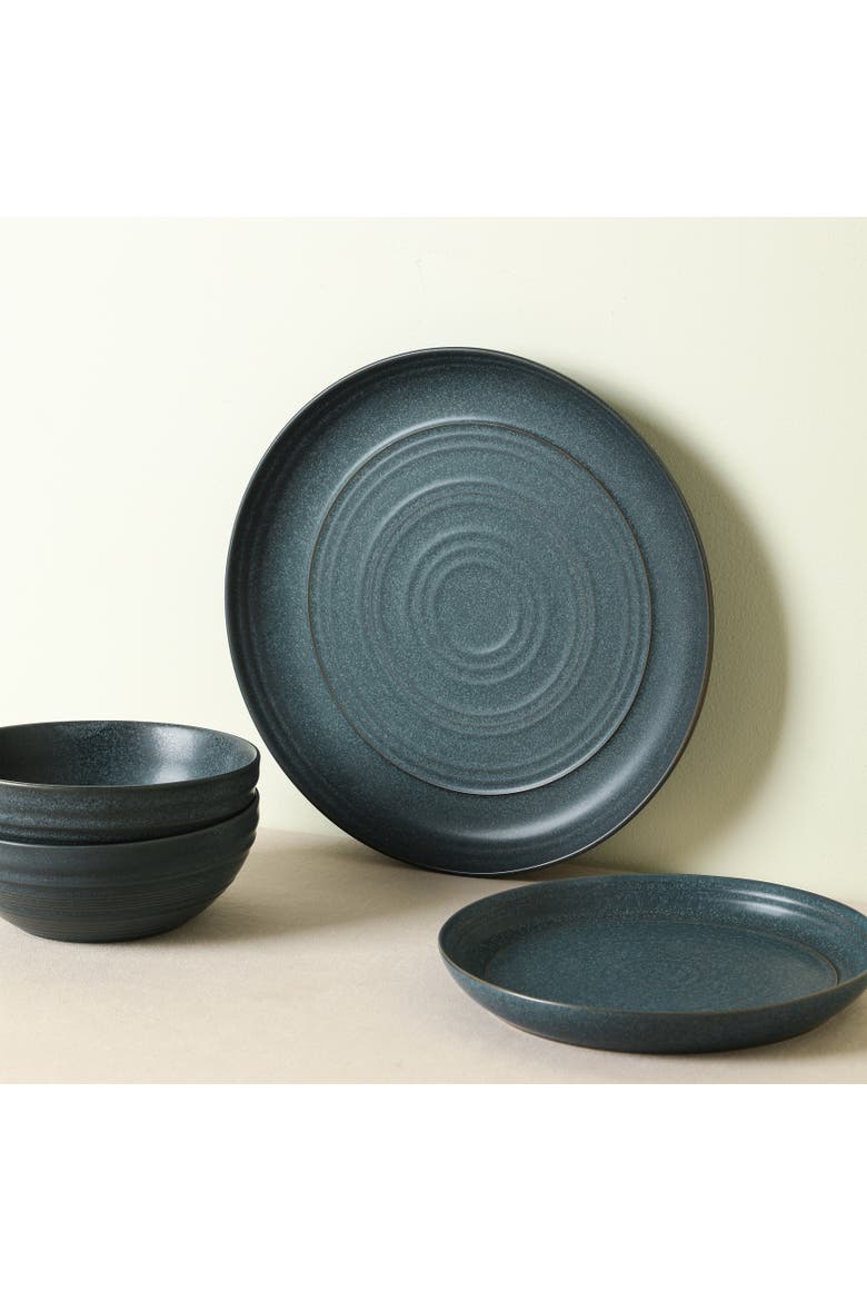 Elio Stoneware 4-Piece Dinner Plate Set, Alternate, color, Blue