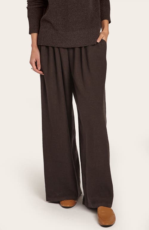 Oyun Misu Linen Wide Leg Pants In Espresso