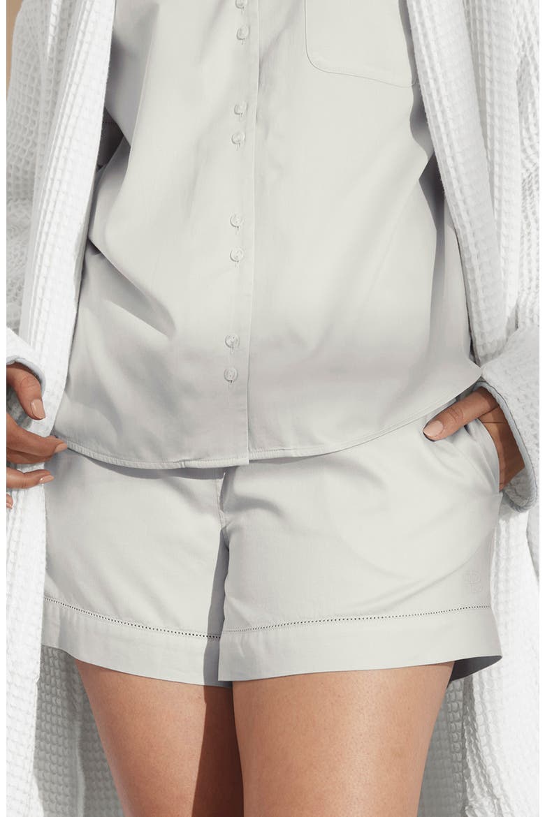 Organic Cotton Waffle Robe, Alternate, color, WHITE/ SHORE