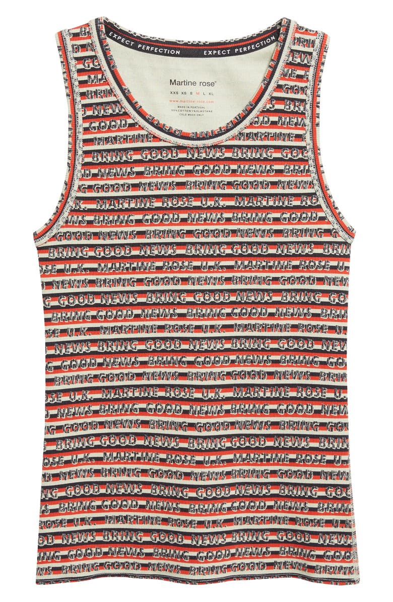 Martine Rose Bring Good News Rib Tank, Main, color, Red Grey Stripe