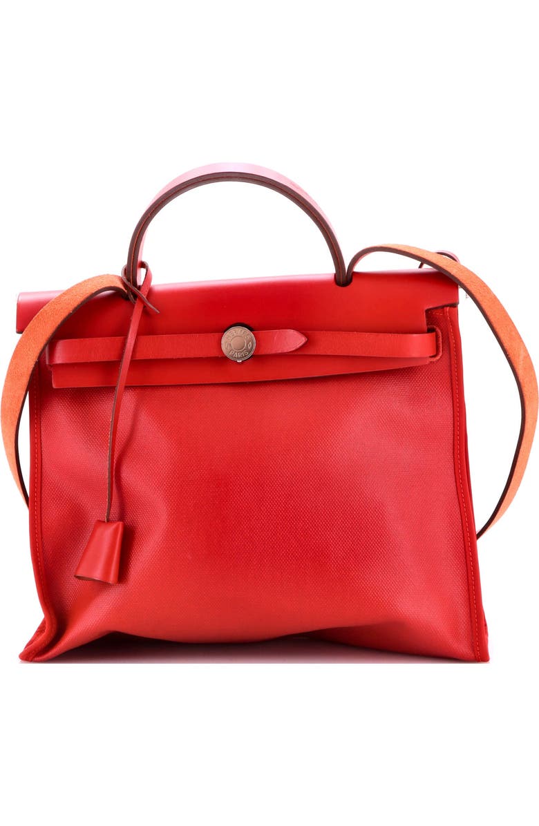 Pre-Owned Hermes Herbag Zip Berline Vache Canvas and Leather 31, Main, color, Rouge Piment
