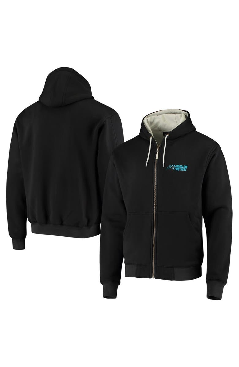 DUNBROOKE Men's Dunbrooke Black Carolina Panthers Craftsman Thermal-Lined Full-Zip Hoodie, Main, color, Black