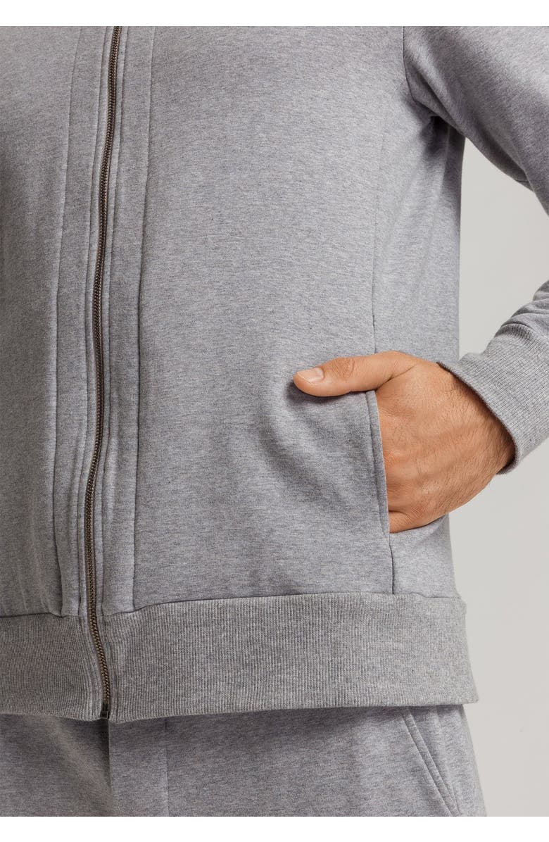 Hanro Natural Living Organic Cotton Zip-Up Jacket, Alternate, color, Grey Melange