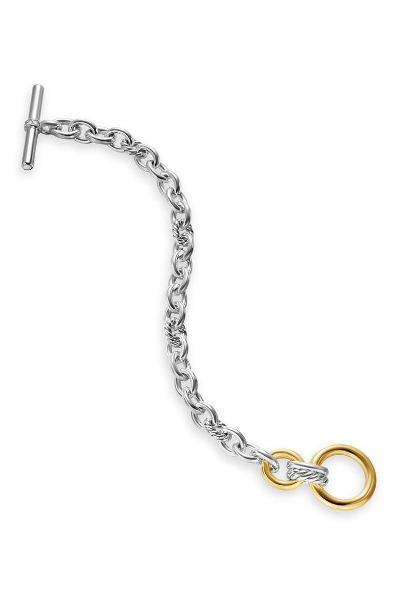 DY Mercer® Toggle Chain Bracelet in Sterling Silver with 18K Yellow Gold and Diamonds, 12.7mm, Alternate, color, DIAMOND