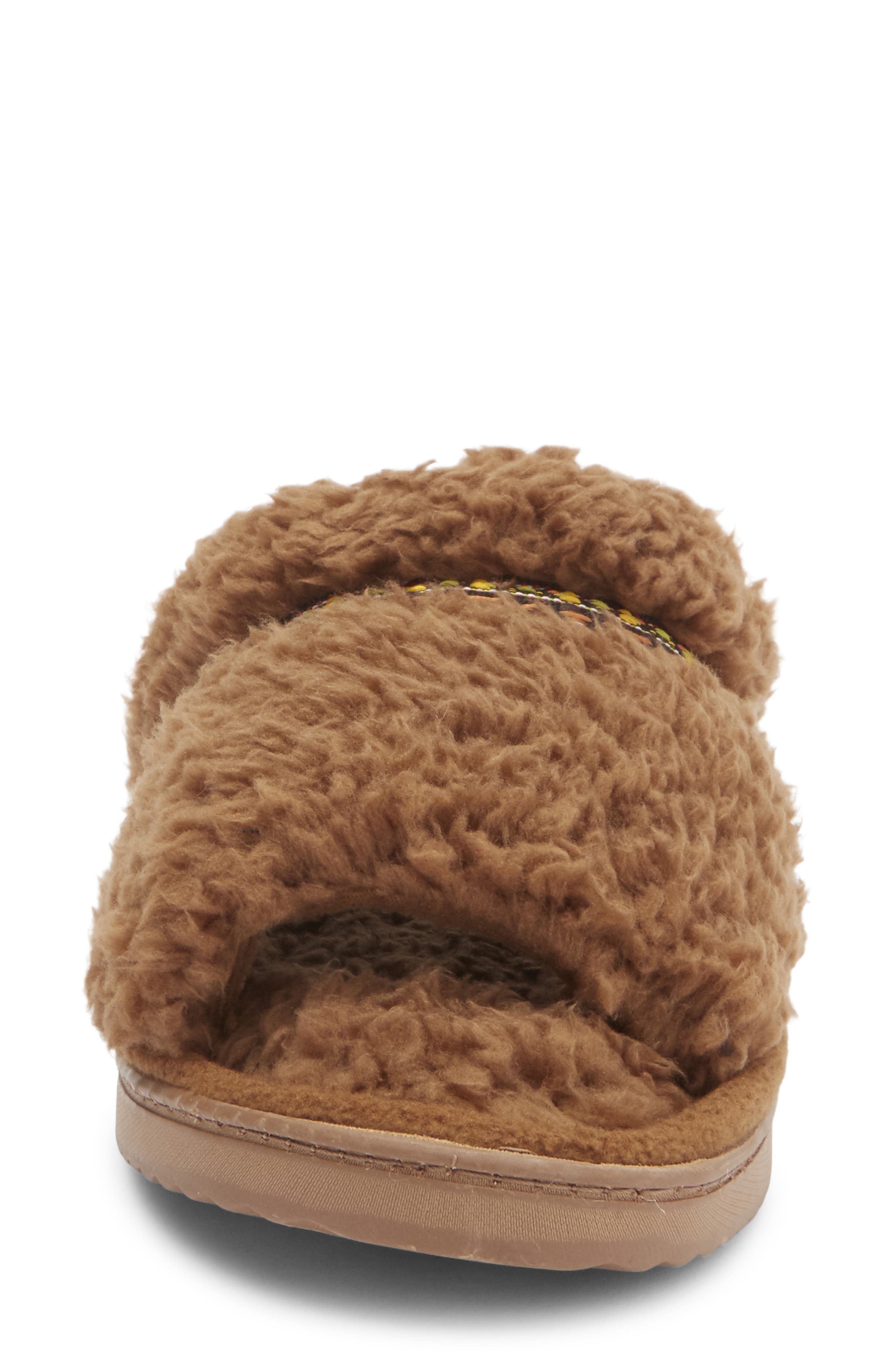 R.G. Barry One Banded Faux Fur Slipper, Alternate, color, Brown