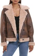 Avec Les Filles Faux Shearling Moto Jacket