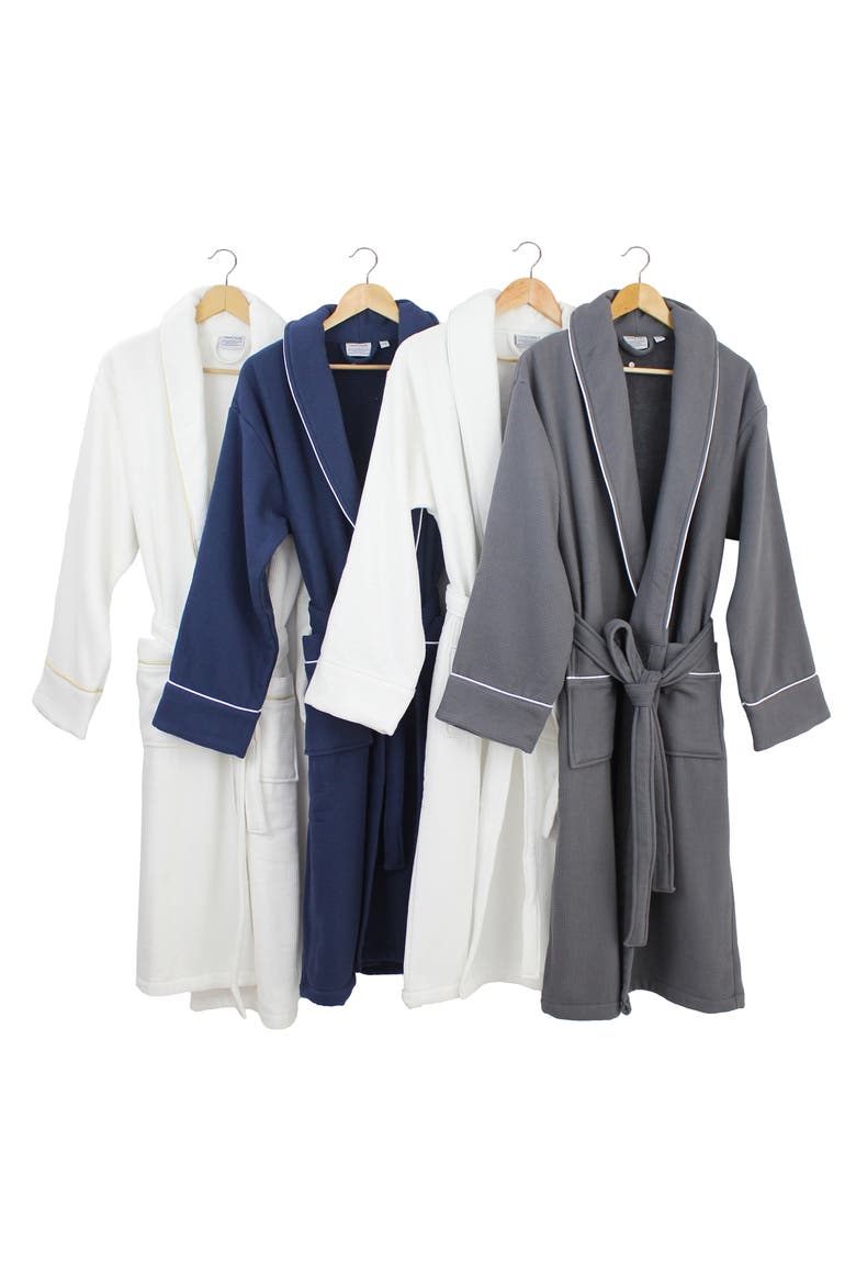 Cotton Waffle Terry Robe, Alternate, color, WHITE/ GOLD