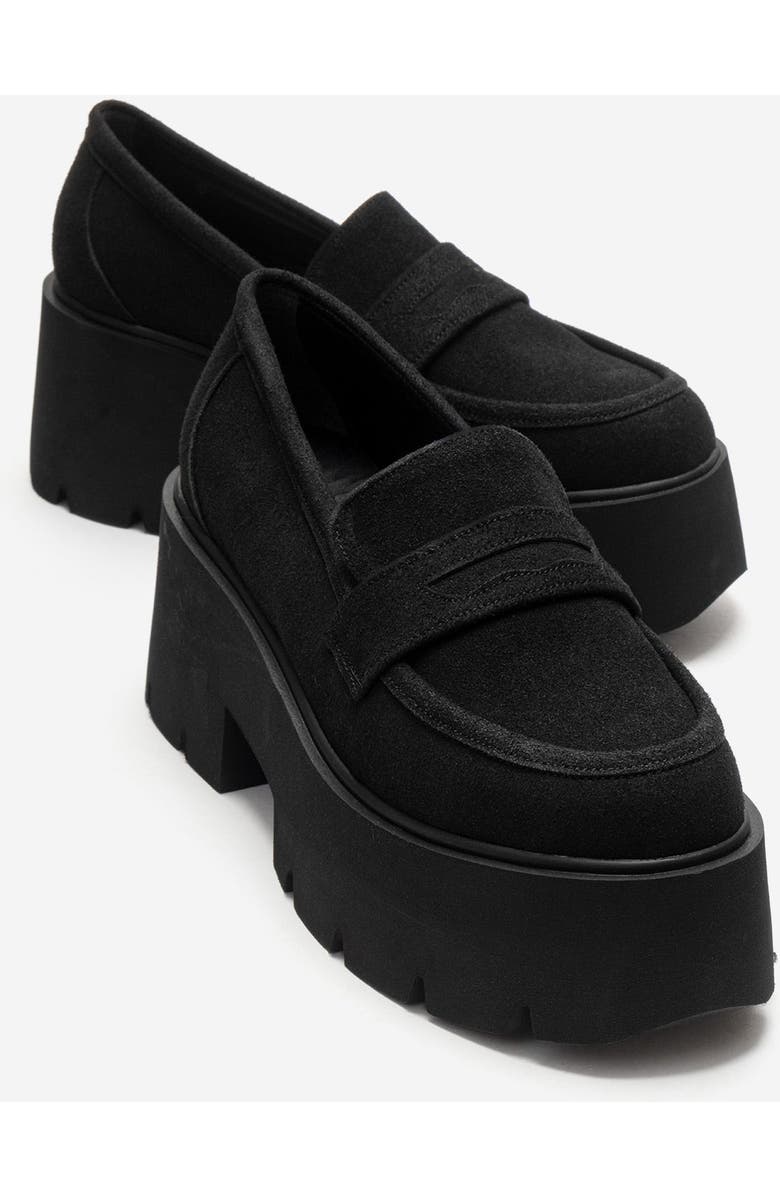 Prologue Shoes Santia Chunky Platform Loafer, Main, color, Black Suede
