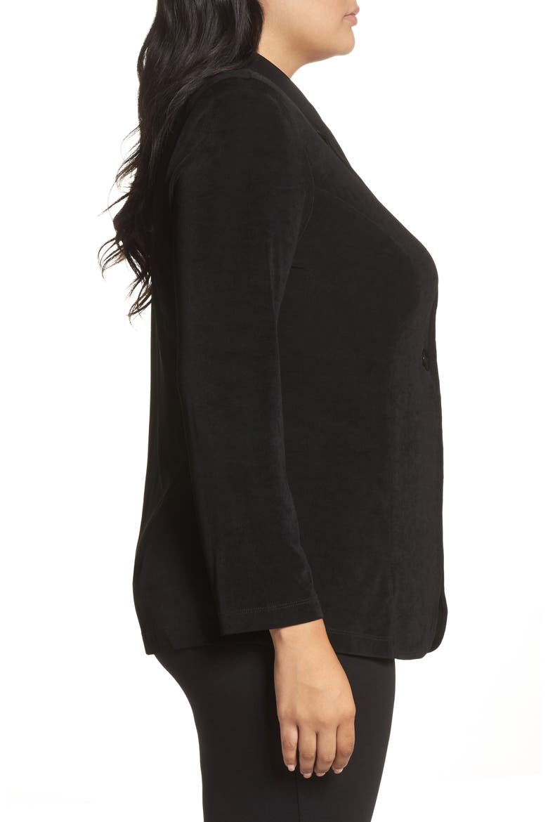 One-Button Stretch Knit Blazer, Alternate, color, BLACK